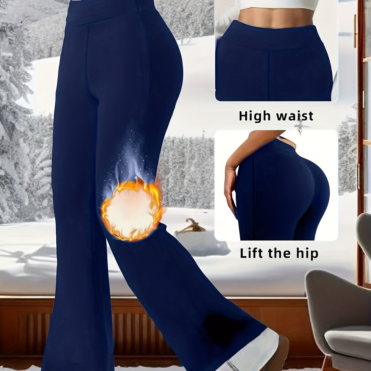 Women'S High-Waisted Stretchy Flared Pants - Smooth Fabric, Skin-Friendly And Soft - Butt-Lifting Shaping Leggings, Outdoor Slightly Flared Pants - a Fashionable Essential for Winter.