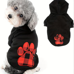 One black plaid pet two-legged sweater suitable for cats and dogs, can be used in autumn and winter