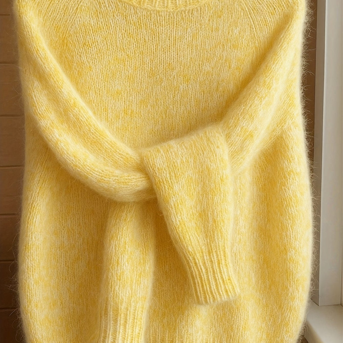 [Christmas] Women'S Brushed Mohair Blend Sweater | French Inspired Raglan Sleeve, Drop Shoulder, Crew Neck, Long Sleeve, Solid Color for Fall/Winter | Ideal for Christmas Birthday Gift