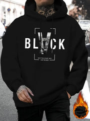 Men's & Unisex-Style (Matching) - Black 'IAM THE BEST' Letter Print Hooded Sweatshirt with Hat, Casual & Training Pullover, Long Sleeve Hoodie for Gym, Outdoor, Casual Attire - Spring/Autumn/Winter Apparel (Hand Washable)