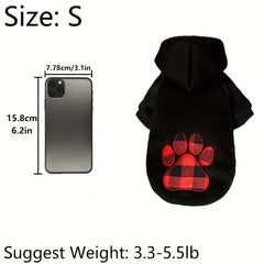 One black plaid pet two-legged sweater suitable for cats and dogs, can be used in autumn and winter
