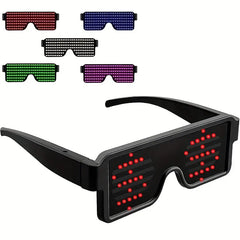 LED Light up Glasses, USB Rechargeable 11 Patterns Multi-Color Glow in the Dark Luminous Glasses for Halloween, Christmas, Costume Party, Music festival, Birthday Party