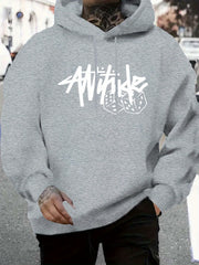 Men's Light Grey Hoodie - All-Season Pullover Sweatshirt, Machine Washable Casual Streetwear for Everyday & Formal Outfits, Sweater Hoodie, Autumn Layering Piece, Bold Geometric Design, Soft Texture Apparel, Urban Fashion, Cozy Texture, Unisex Style, Urba