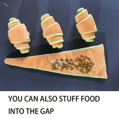 Durable Plush Croissant Dog Toy with Treat Dispenser - Interactive Hide & Seek Anxiety Relief Toy for Medium Dogs, Chew-Resistant Soft Plush Material & Realistic Design for Mental Stimulation & Playtime Fun, Interactive Dog Toy | Playful Pet Toy | Plush D