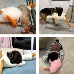 1pc Soft Plush Duck Dog Toy - Interactive Chew Toy with Orange Beak & Feet, Durable Polyester, Ideal for Medium to Large Breeds, Perfect for Indoor Play & Energy Release, Indoor Play Toy | Cartoon Duck Design | Durable Dog Toy, Dog Toys