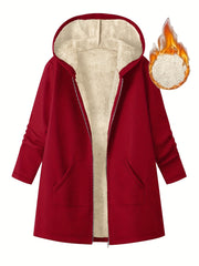 Plus Size, Popular Winter Women's Warm Plush Pocket Hooded S Jacket