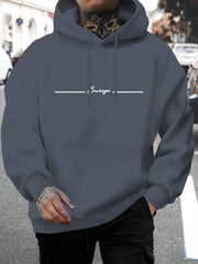 Men'S Casual Fashion Courage Design Letter Printing Hoodie | Comfortable Versatile Long-Sleeved Hooded Sweater with Drawstring, Suitable for Autumn and Winter