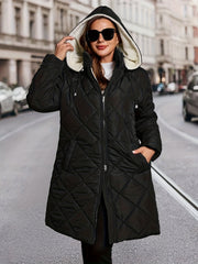 Plus Size, Plus Size Women's Thickened Coat, Knee-Length, Hooded, Suitable for Autumn and Winter
