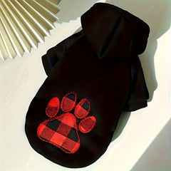 One black plaid pet two-legged sweater suitable for cats and dogs, can be used in autumn and winter