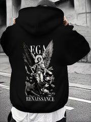 American Vintage Autumn/Winter High Street Trend Print Long Sleeve Men's Sweatshirt, Suitable for Outdoor Activities, Fitness, and Gift Giving