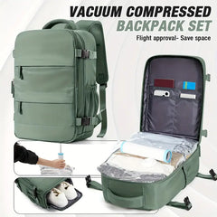 Travel Suitcase & Luggage Set - Essential for Your Trips! Manual Vacuum Compression Backpack with Massive Space Release, Large Capacity + Detachable Design