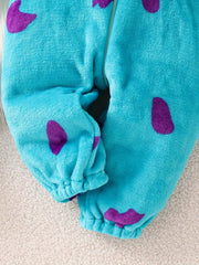 Baby 0-5 Years Spring/Autumn Daily Outing Bodysuit - Classic Versatile Flannel Soft Beige-Friendly in Blue-Purple Colorway, Perfect for