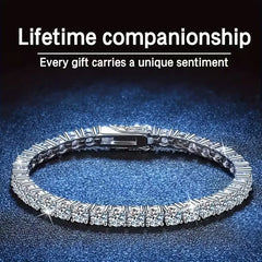 S925 5mm Sterling Silvery Moissanite Tennis Bracelet - Brilliant Cut