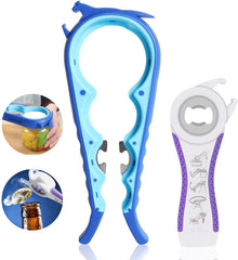 Jar Opener, 5 in 1 Multi Function Bottle Opener Kit with Silicone Handle