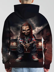 Men's 3D Halloween Print Hoodie - Casual Long Sleeve Sweatshirt, Polyester Blended, Machine Washable - Adult and Teen Models - Medium Elastic Fabric - Perfect Choice for Autumn and Winter