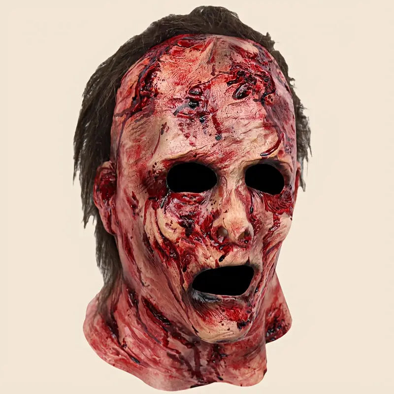 1pc Realistic Blood-Covered Horror Jason Voorhees/Freddy Krueger-Inspired Latex Mask - Funky Horror Face with Bloody Eyes, Nose, Mouth & Expressive Design