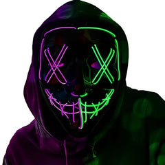 1pc LED Halloween Mask - Motion Sensor, Neon Glow, Sound-Activated Lighting, PVC Horror Face Mask for Adults/Teens, Compatible with Halloween, Haunted Houses, Clubs, Festive Celebration, Glowing Effect, Highquality Lighting, Event Attendees