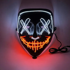 1pc Glowing LED Halloween Cyberpunk Helmet Mask Party, Party Cyberpunk Face Cover Cosplay Mask, Halloween Horror Costume Props Glow-in-the-Dark Plastic Scary Dress-Up with Activator, Ships Without Batteries, Requires Installation of 2 AA Batteries