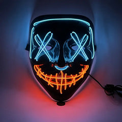 1pc Glowing LED Halloween Cyberpunk Helmet Mask Party, Party Cyberpunk Face Cover Cosplay Mask, Halloween Horror Costume Props Glow-in-the-Dark Plastic Scary Dress-Up with Activator, Ships Without Batteries, Requires Installation of 2 AA Batteries