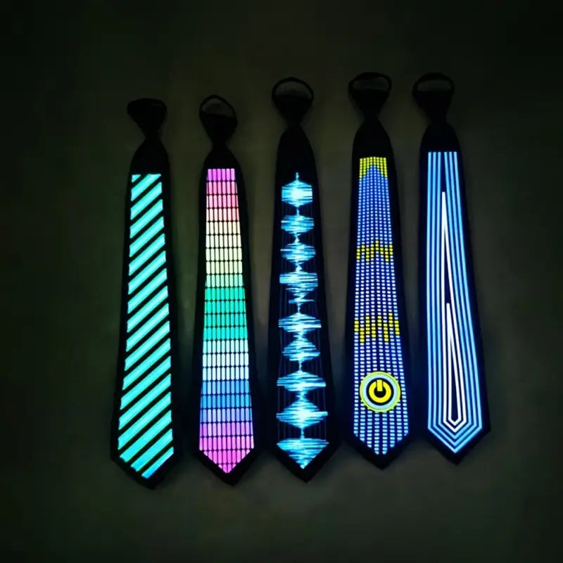 Voice-Controlled EL Luminous Tie – Innovative and Unique Creative Wear, Perfect for Festivals, Nightclubs, and Party Performances (Excludes 2 AAA Batteries)