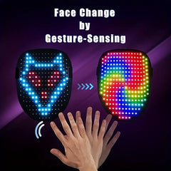 LED Halloween Mask with Gesture Sensing - Transforming LED Face Mask for Men Women Costume Cosplay Party, Best for Christmas, Perfect for Thanksgiving Christmas Halloween Gift