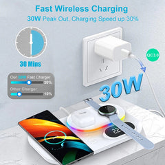 Wireless Charger For Galaxy Watch 4 3 in 1 Qi Wireless Charger Dock 30W Fast Charging Station For Samsung