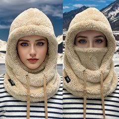 Upgraded thickened version winter plush mask hat - elastic drawstring closure, lightweight and warm for cycling, skiing, and outdoor sports, available in 4 colours. Suitable for Mother's Day, Independence Day, Father's Day, music festivals, Edinburgh
