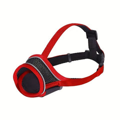 Adjustable Dog Muzzle - Breathable Polyester Mesh with Reinforcement Strap, Lightweight & Machine Washable Pet Mask
