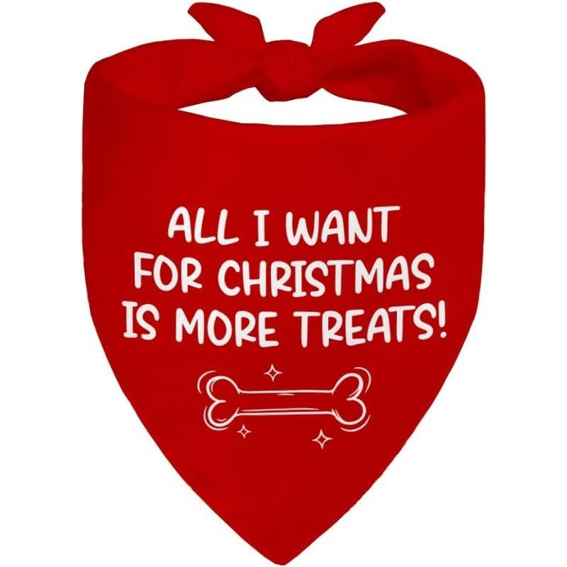 1pc 24.8×11 INCH All I Desire for Christmas Is Additional Treats Red Dog Bandana, Christmas Birthday Gift for Dog Lover Parents, Puppy Scarf Photo Accessory for Party Dinner Reusable Bib Wipes