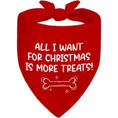 1pc 24.8×11 INCH All I Desire for Christmas Is Additional Treats Red Dog Bandana, Christmas Birthday Gift for Dog Lover Parents, Puppy Scarf Photo Accessory for Party Dinner Reusable Bib Wipes