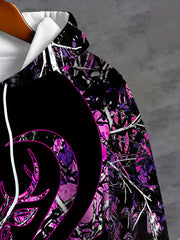 Autumn Casual Men's Trendy 3D Digital Print Long Sleeve Purple Heart Glass Elk Hoodie