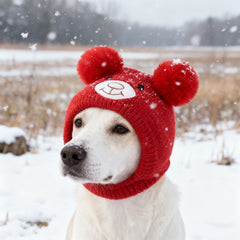 Winter Warm Dog Ear Scarf & Hat - Soft Knitted Windproof Pet Hat with Cute Bear Ears, Non-Slip Snug Fit for Medium & Large Dogs, Hand Wash Only