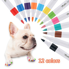 12-color Pet Nail Art Pen Dog Opague Nail Marking Graffiti Pen Water-based Pet Nail Art Pen - Pet Nail Graffiti Tool - Easy-to-use Non-toxic Pet Grooming Supplies