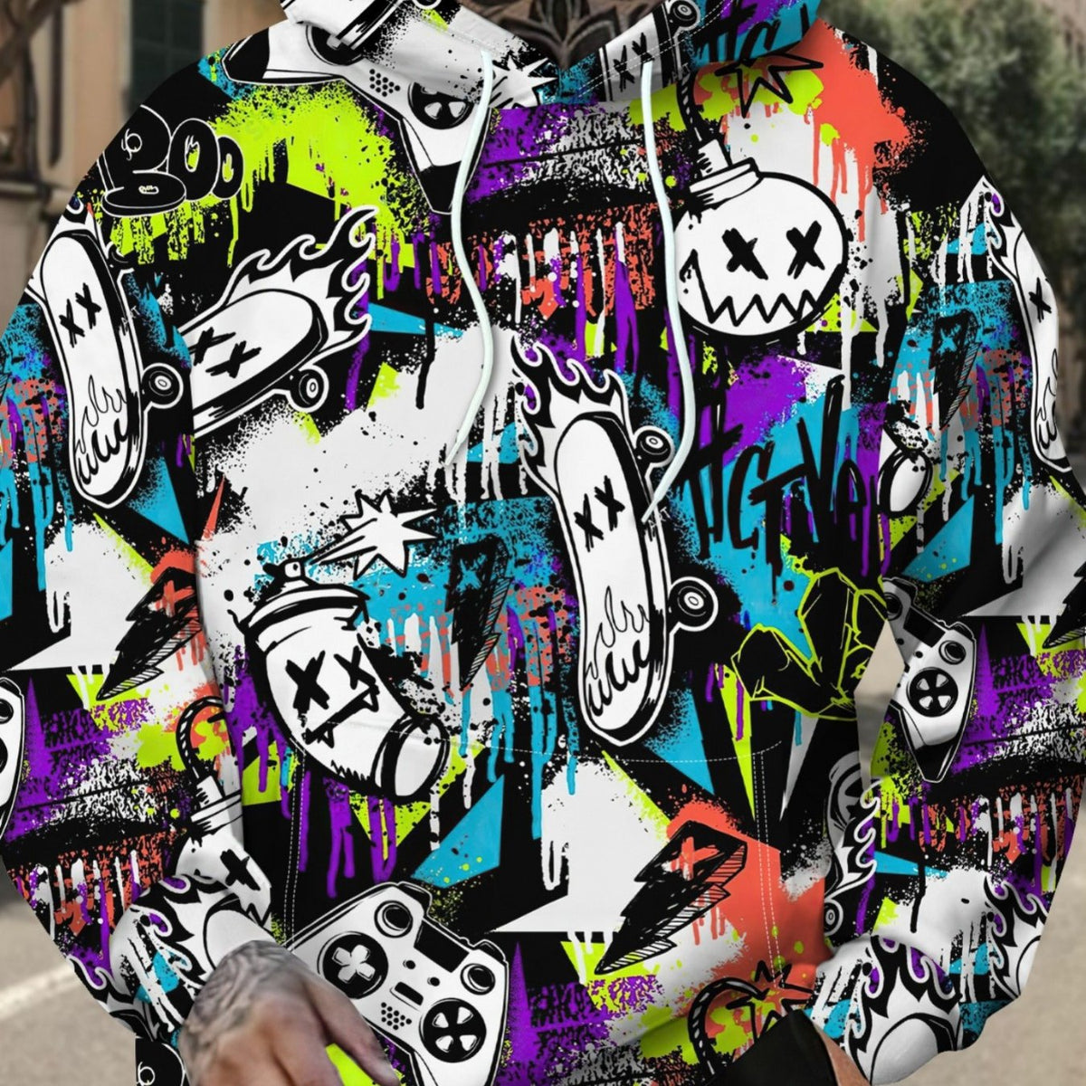 3D Men'S New Long Sleeve Casual Hoodie | Graffiti Print, Fashionable Sweatshirt for Daily Wear and Gifts, Perfect for Fall/Winter