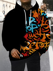 Men'S Casual Hooded Sweatshirt | Suitable for Autumn/Winter, Fashionable Long-Sleeve Outdoor Leisure Apparel with Print Pattern and Slight Stretch Fabric