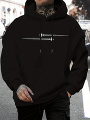 Men'S New Stylish Airplane Print Casual Hoodie with Drawstring, Perfect for Autumn And Winter, Comfortable And Versatile Long-Sleeve Sweatshirt.