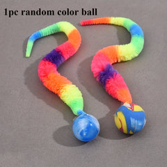 [Interactive Cat Toy] 1pc Interactive Cat Play Toy | Geometric Polyester Twisted Worm with Connecting Ball, Uncharged Pet Play Stick - Colorful Simulated Battery-Free for CATERPILLAR Set