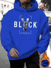 Men's & Unisex-Style (Matching) - Black 'IAM THE BEST' Letter Print Hooded Sweatshirt with Hat, Casual & Training Pullover, Long Sleeve Hoodie for Gym, Outdoor, Casual Attire - Spring/Autumn/Winter Apparel (Hand Washable)