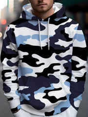 Men's Full-Zip Hooded Sweatshirt - Loose-Fit All-Over Print Jacket with Hood, Machine Washable Casual Zippered Sweater for Spring/Fall, Travel & Daily Wear, Comfortable Layered Outfit (No Dry-Clean) - Digital Pattern Design