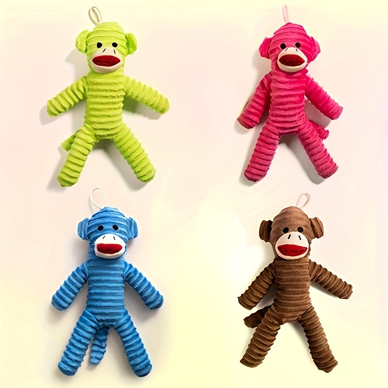 Squeaky Plush Monkey Dog Toy Durable Chew Toy for All Size Dogs, Interactive Indoor Play, Fetch & Teething Relief