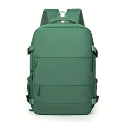 Large Capacity Multi-Pocket Travel Backpack – 180° Open Main Compartment, Shoe Storage & Sturdy Build. Unisex commuter bag for school, business, weekend trips & outdoor use. Available in Teal Blue, Black, Pink, Grey & Beige with reinforced stitching.