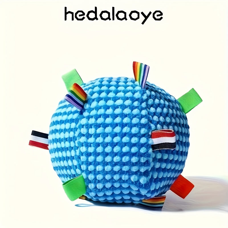 Heavy-Duty Chew-Resistant Dog Ball with Bell - Interactive Tug-of-War, Non-Toxic Soft Training Ball for Aggressive Chewers, All Breeds & Sizes, Indoor/Outdoor Fetch, Durable Polyester Puppy teething toy for Mental Stimulation & Exercise, Playful Design, S