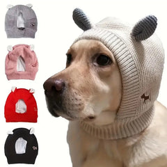 [Cozy Pet Accessory] Noise-Canceling Dog Ear Muffs - Winter Warm Pet Hat with Soft Knit Fabric, Adjustable Fit for Medium & Large Dogs & Cats, Orange, Hand Wash Only, Cozy Pet Accessory, Playful Pet Design, Comfortable Pet Wear