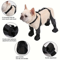 Pet Dog Anti-Slip Boots with Adjustable Straps - Easy-Clean, Warm & Dirt-Resistant, Fit for Small to Large Dogs, /, Button Closure, Durable Fabric for Outdoor Walks