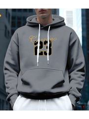 Men's 23 Number Print Hoodie - Green & Team Logo Sweatshirt, Casual Pullover with Kangaroo Pocket, Machine Washable Inspired Apparel