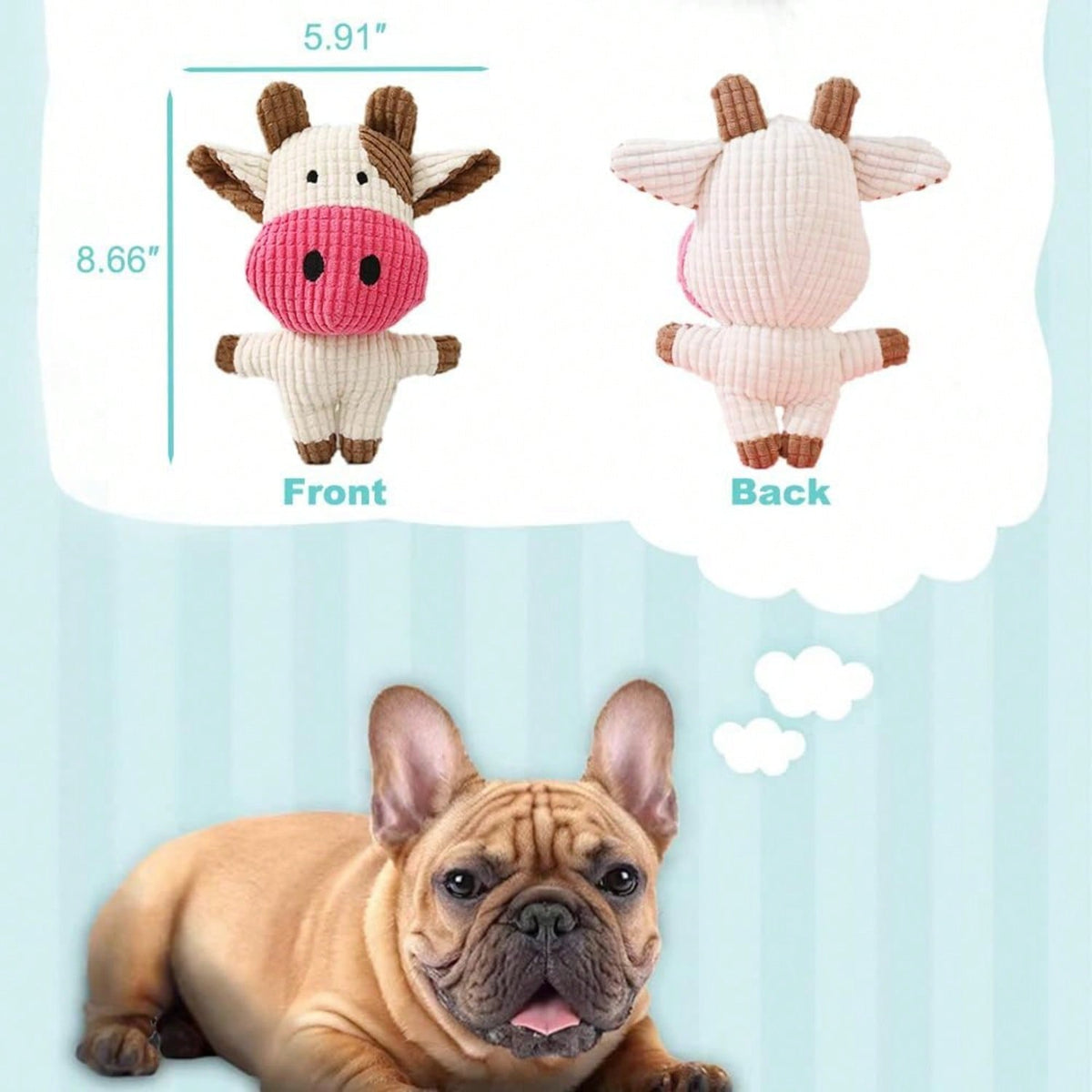 Pet Plush Toy, Dental Cleaning, Interactive Entertainment, Pomeranian Teddy Pet Toy, Cartoon Doll Self-Entertainment Chewing Dog Toy, Plush Sound Toy, Suitable for Dogs and Cats, Without Battery