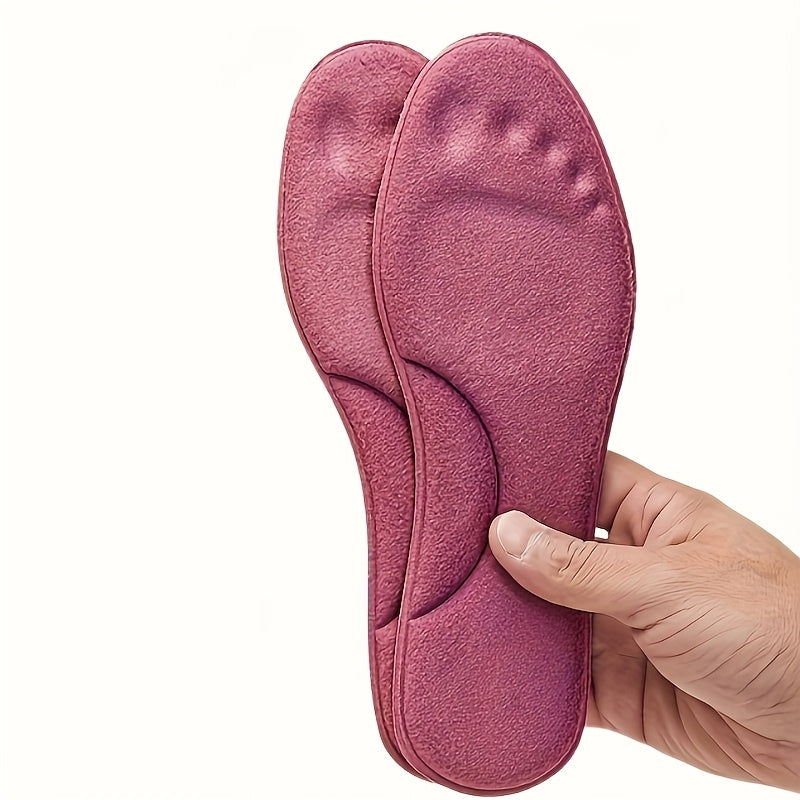 2 Pcs Winter Insoles, Thickened and Warm, Seasonal Warm Men's and Women's Sports Shoe Accessories with Small Size Trim Line, Freely Trimmable from Size 36 to 35