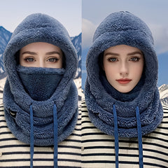 Upgraded thickened version winter plush mask hat - elastic drawstring closure, lightweight and warm for cycling, skiing, and outdoor sports, available in 4 colours. Suitable for Mother's Day, Independence Day, Father's Day, music festivals, Edinburgh