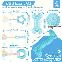 3pcs Dog Teeth Cleaning Chewing Toys | Small and Medium-Sized Puppy Bite Resistant, Non-Toxic Durable Pet Bite Toys, Dog Teeth Development Cleaning Toys, Indoor and Outdoor Interactive Toys, Thermoplastic Rubber Material