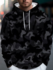 Men's Camouflage Print Hooded Sweatshirt - Loose Fit Full-Body Camo Jacket, Machine Washable Spring/Fall Outdoor Sweater for, Travel & Casual Wear - Camo Suit for men